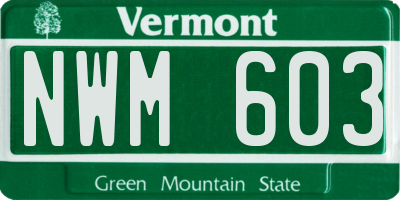 VT license plate NWM603