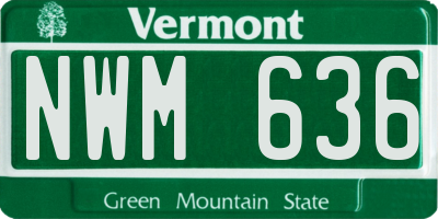 VT license plate NWM636