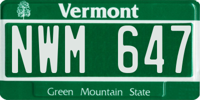 VT license plate NWM647