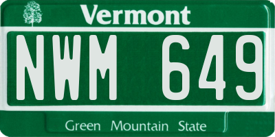 VT license plate NWM649