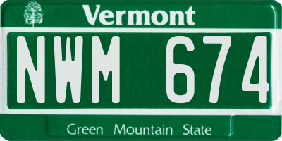 VT license plate NWM674