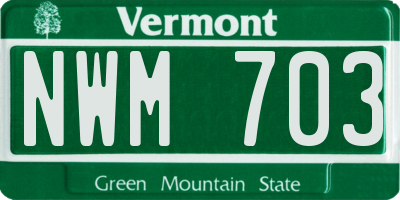 VT license plate NWM703