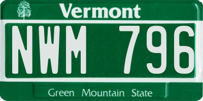 VT license plate NWM796