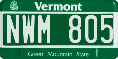 VT license plate NWM805