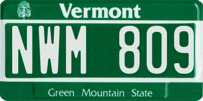 VT license plate NWM809