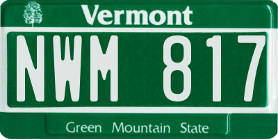 VT license plate NWM817