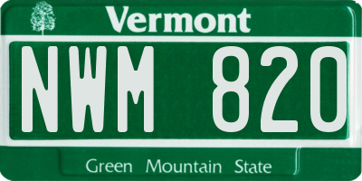 VT license plate NWM820
