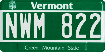 VT license plate NWM822