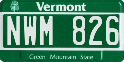 VT license plate NWM826