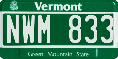 VT license plate NWM833