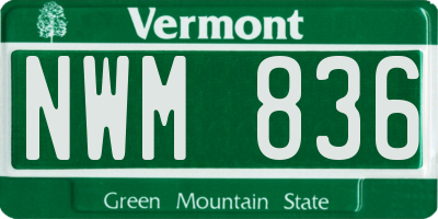 VT license plate NWM836