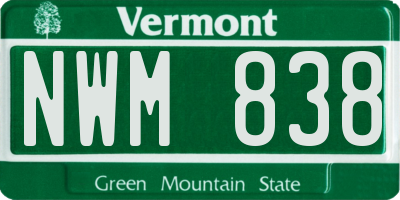 VT license plate NWM838