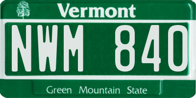 VT license plate NWM840