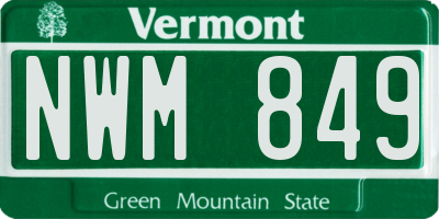 VT license plate NWM849