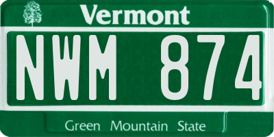 VT license plate NWM874