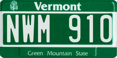 VT license plate NWM910