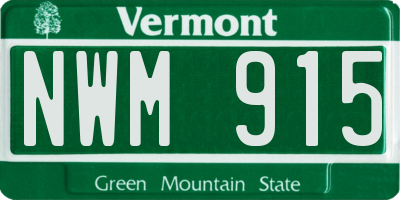 VT license plate NWM915