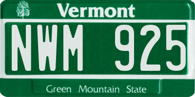 VT license plate NWM925