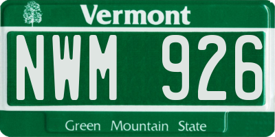 VT license plate NWM926