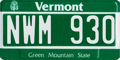 VT license plate NWM930
