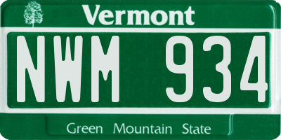 VT license plate NWM934