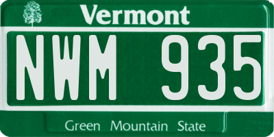 VT license plate NWM935