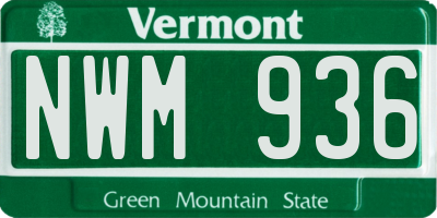 VT license plate NWM936