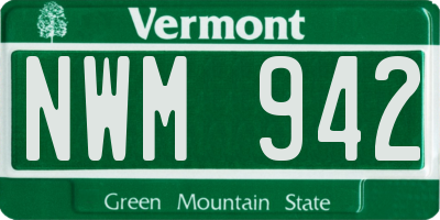 VT license plate NWM942