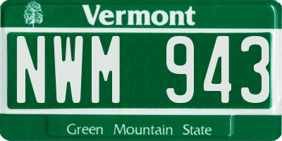 VT license plate NWM943
