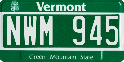 VT license plate NWM945