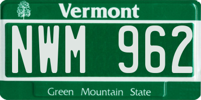 VT license plate NWM962