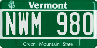 VT license plate NWM980
