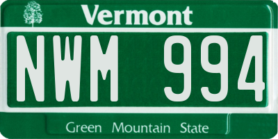 VT license plate NWM994