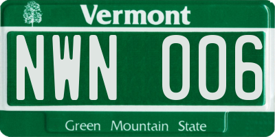 VT license plate NWN006