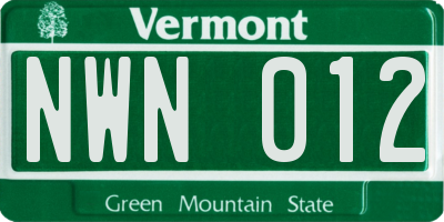 VT license plate NWN012