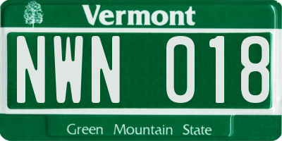 VT license plate NWN018