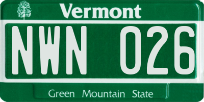 VT license plate NWN026