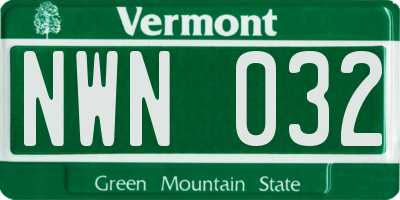 VT license plate NWN032