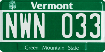 VT license plate NWN033