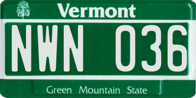VT license plate NWN036