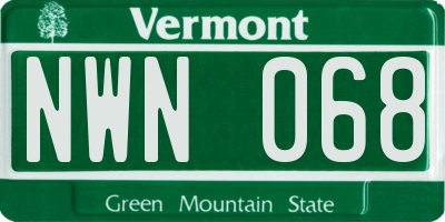 VT license plate NWN068