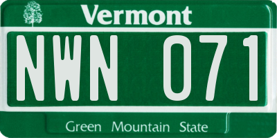 VT license plate NWN071