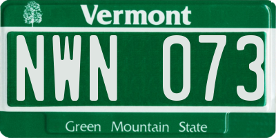 VT license plate NWN073