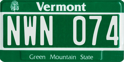 VT license plate NWN074
