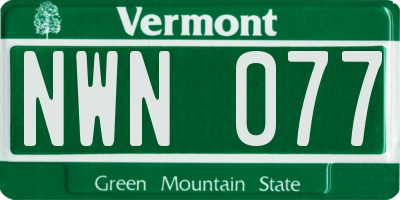 VT license plate NWN077
