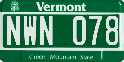 VT license plate NWN078
