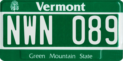 VT license plate NWN089