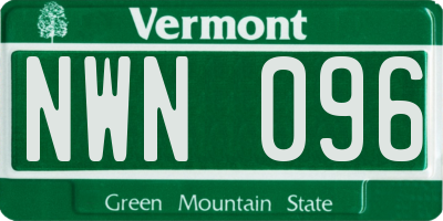 VT license plate NWN096