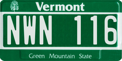 VT license plate NWN116