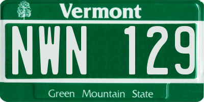 VT license plate NWN129